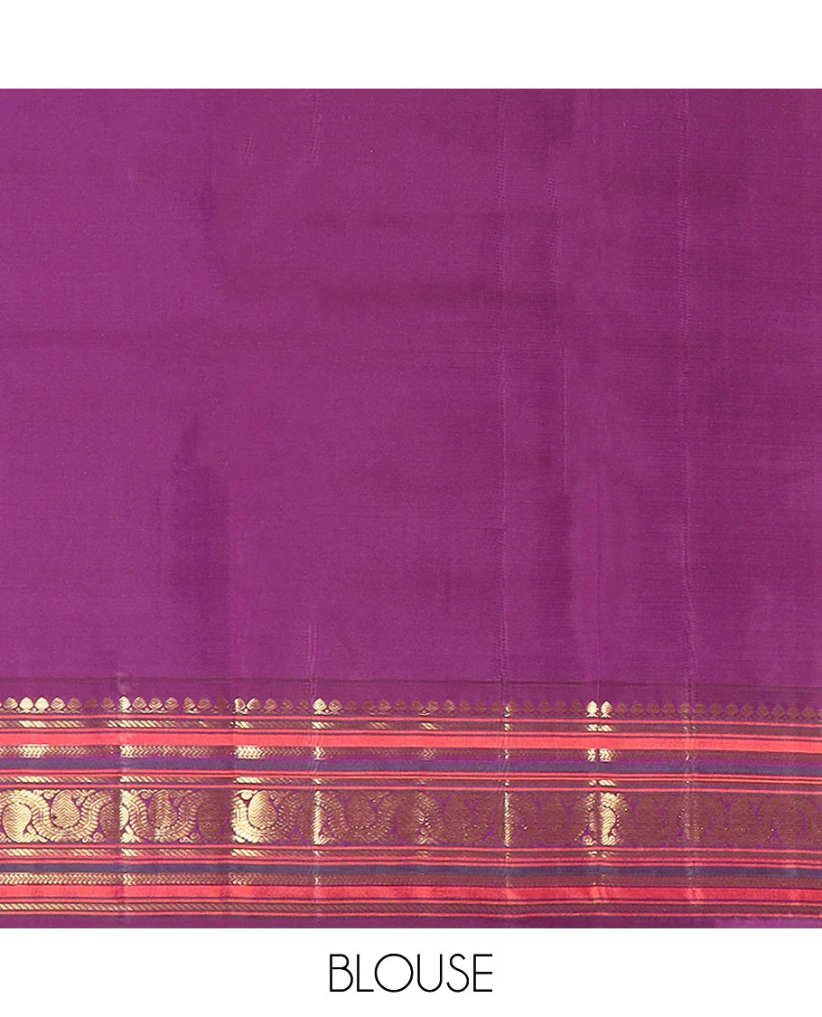 Yellow zari buttas Kanchipuram silk saree, contrast border of thilakam mokku, banaras, kathir, and dhavana manga designs, and mayil kann design pallu - Image 6