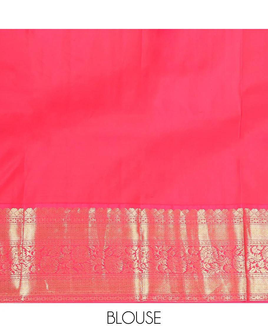 Yellow zari buttas Vasundhara silk saree, contrast border of mayil kann, and kodi visiry designs, and pallu of floral designs - Image 6
