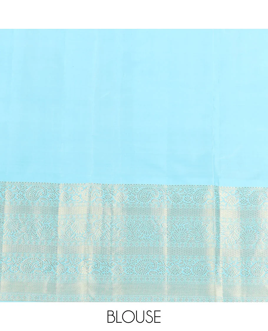 Yellow zari buttas Vasundhara silk saree, contrast border of rekku, muthu, kodi manga, kodi visiry, mayil kann, and rudraksham designs, and jaal pallu - Image 6